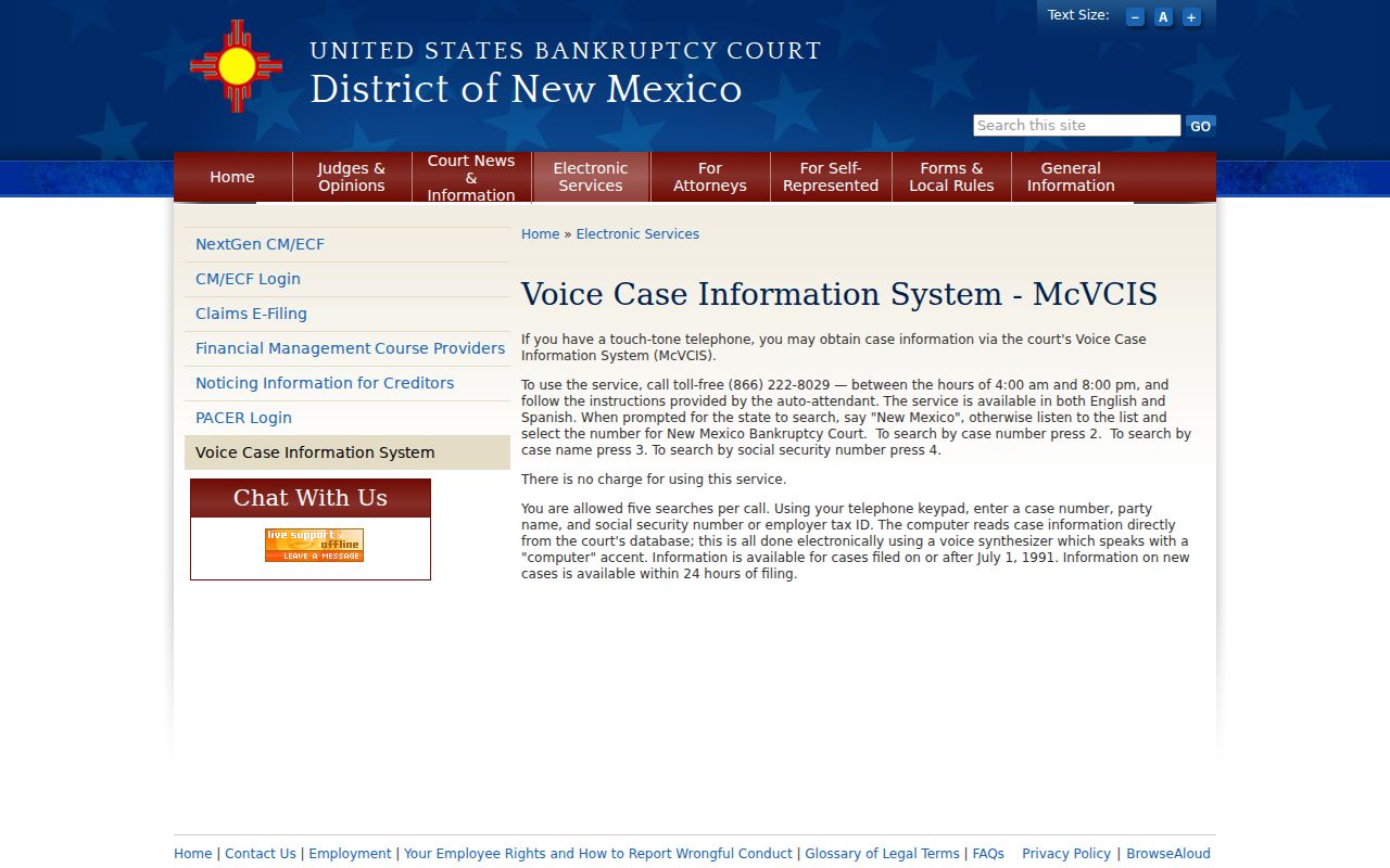 Luna County civil docket federal bankruptcy free phone search instructions