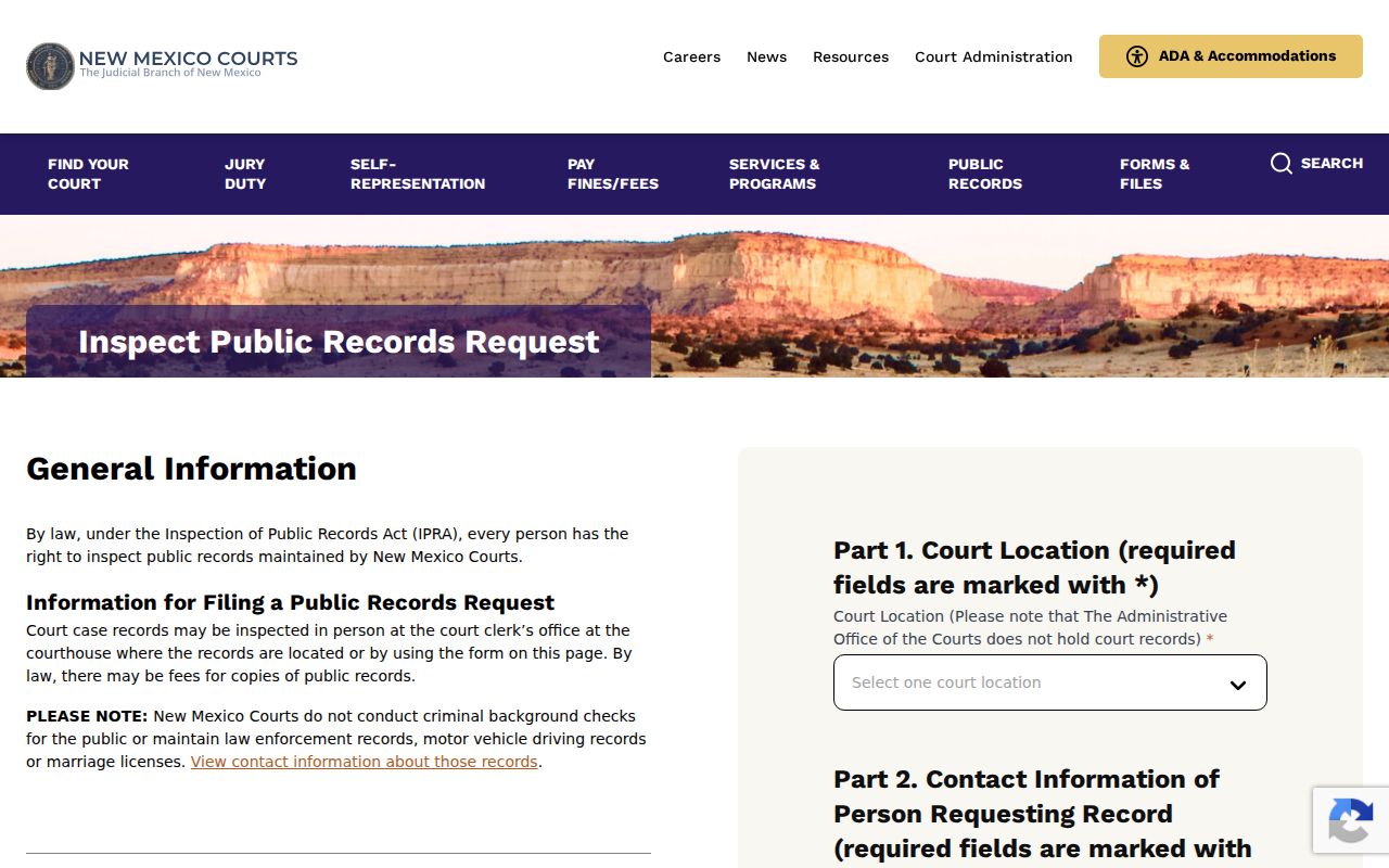 Luna County court records IPRA explanation from New Mexico Courts