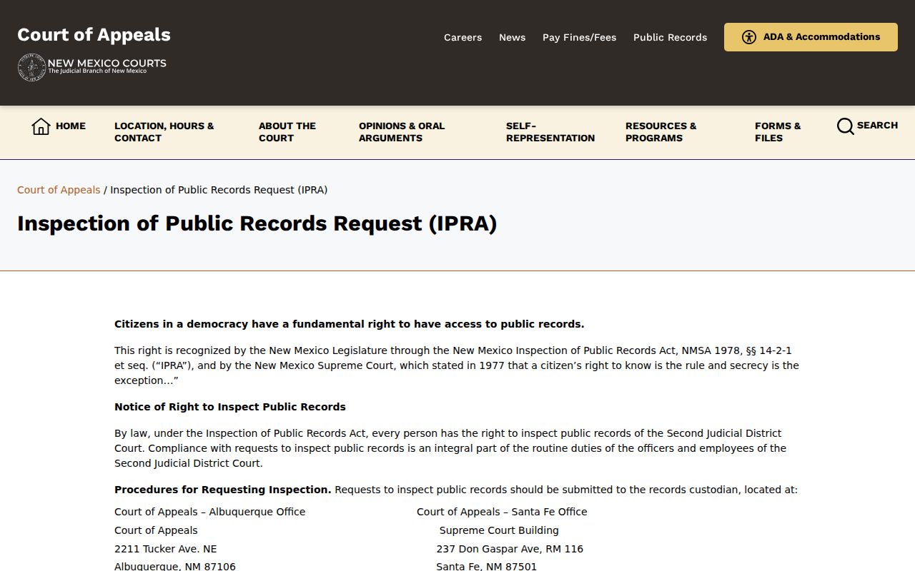 Luna County court records IPRA procedure for NMSA 14-2-8