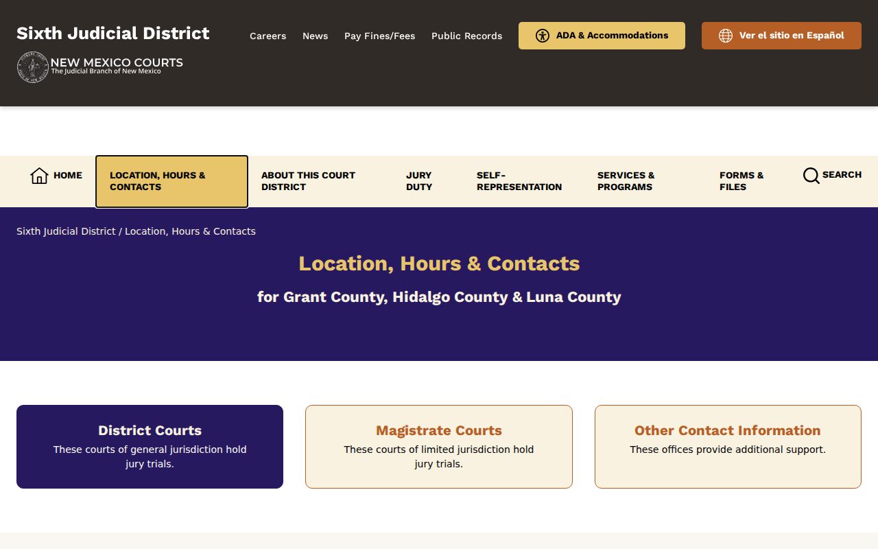 Luna County court docket District and Magistrate Court contact listing