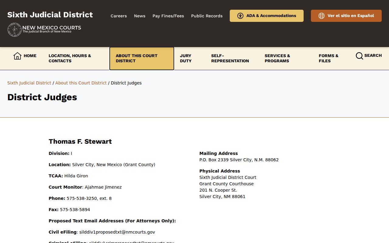 Luna County court docket Deming District Court division information