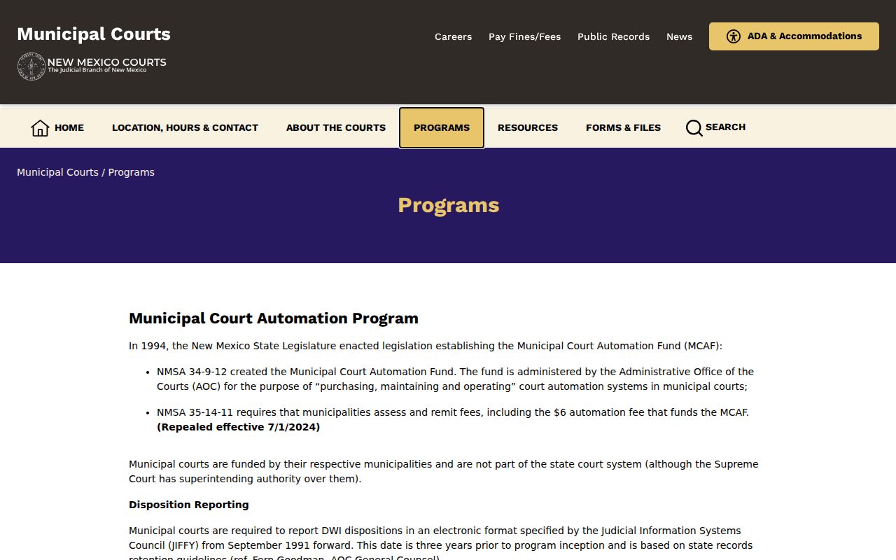 Luna County traffic court municipal automation and reporting information